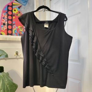 Black Ruffle Sleeveless Top